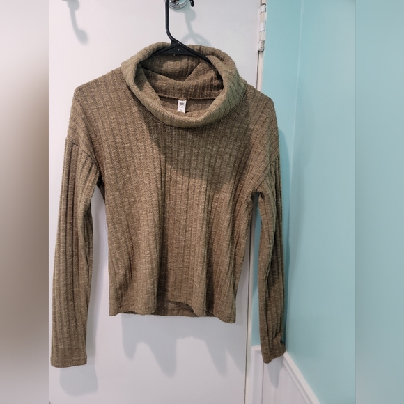 BP cowl neck sueded striped Olive sweater - Picture 1 of 7